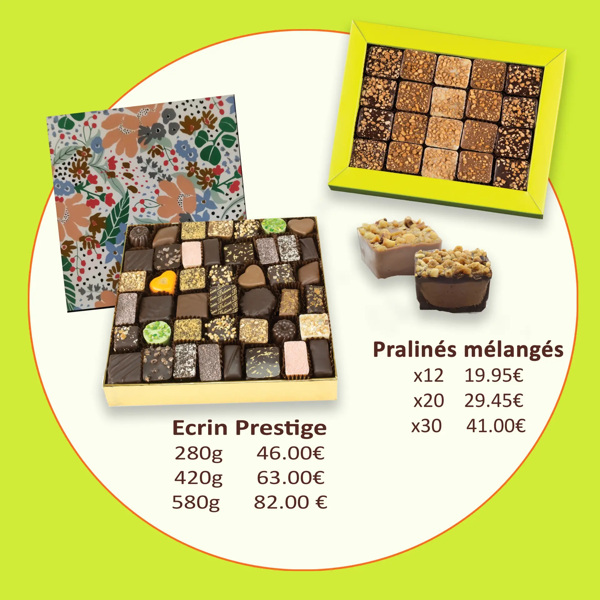 Ecrin dégustation et praliné