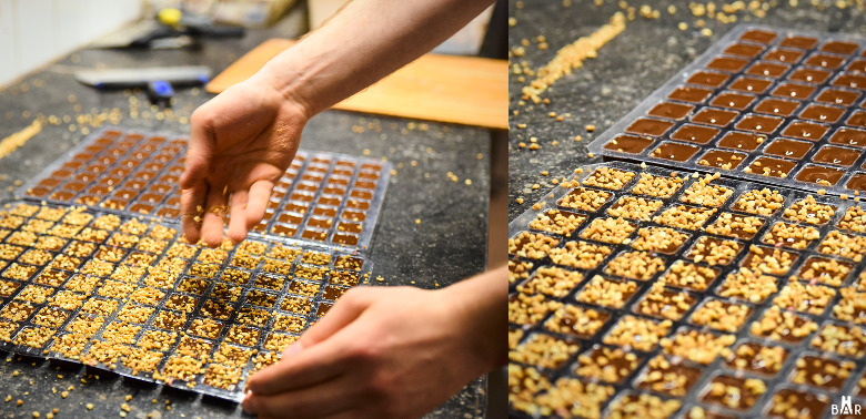 Fabrication des chocolats praliné